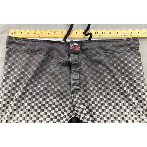 MMA Elite Board Shorts Mens Large Drawstring White Black Checkered Fade Logo - Picture 7 of 10